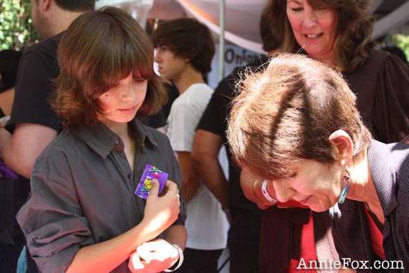 Annie Fox autographing ''Real Friends vs. the Other Kind'' for Leo Howard